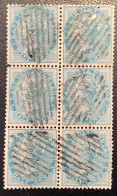India 1865 SG 55 1/2a Pale Blue Scarce Block Of Six With Interesting Pmk (Queen Victoria - 1858-79 Compañia Británica Y Gobierno De La Reina