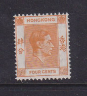 HONG KONG  -  1938-52 George VI Multiple Script CA 4c Hinged Mint - Nuevos