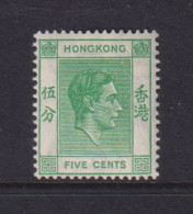 HONG KONG  -  1938-52 George VI Multiple Script CA 5c Hinged Mint - Nuevos
