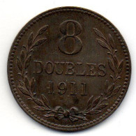 GUERNSEY, 8 Doubles, Copper, Year 1911, KM # 7 - Guernsey