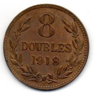 GUERNSEY, 8 Doubles, Copper, Year 1918, KM # 14 - Guernsey