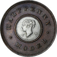 Grande-Bretagne, Victoria, 1/2 Penny Model, ND (1844), TTB+, Bimétallique - C. 1/2 Penny