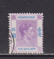 HONG KONG  -  1938-52 George VI Multiple Script CA $10 Used As Scan - Used Stamps