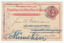 EU Du Bresil Old Postal Stationery Postcard Posted 1912 To Germany B231120 - Postwaardestukken