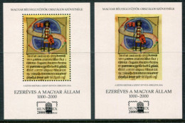 HUNGARY 2000 Millenium: Lluminated Initial From Chronicle Of St. Isztvan Two Blocks MNH / **.. - Foglietto Ricordo