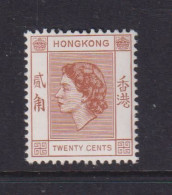 HONG KONG  -  1954-60 Elizabeth II 20c Hinged Mint - Unused Stamps