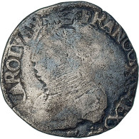 France, Charles IX, Teston Au Deux K Couronnés, 1569, Bayonne, 4th Type, B+ - 1560-1574 Carlos IX