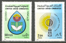 UAE - EMIRATES 1987 - Energy Saving And Environmental Protection - Derrick - Oil - Petroleum - Petrole - Sun - Soleil - Pétrole