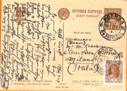 99510 - RUSSIA - Postal History -   STATIONERY  CARD To ITALY  -  1929 Art BOATS - ...-1949
