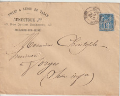 France Lettre 1883 De Boulogne Sur Seine Pour Forges (76) - 1877-1920: Semi Modern Period