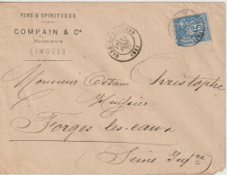 France Lettre 1879 De Gare De Limoges Pour Forges (76) - 1877-1920: Semi-moderne Periode