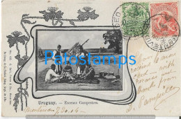 218574 URUGUAY COSTUMES CAMPESTRES GAUCHOS MISSING STAMP CIRCULATED TO CANADA POSTAL POSTCARD - Uruguay