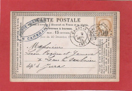 Carte Postale - Nord - Cambrai GC 709 Sur Cérès N°55 15C Vers Lons Le Saunier 1875 - Tarjetas Precursoras