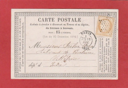 Carte Postale - Paris étoile Muette Sur Cérès N°55 15C Vers Villedieu 1874 - Tarjetas Precursoras