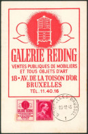 Carte-maximum (CM) - PUB Col Ouvert 1F Rouge "Galerie Reding" (PU146) - 1934-1951