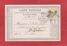Carte Postale - Paris Rue D'Enghien Sur Cérès N°55 15C Vers Villedieu 1874 - Precursor Cards
