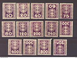 Allemagne  -  Dantzig  -  Taxes  :  Mi  1-14  ** , *   Premier Tirage Violet Foncé - Portomarken