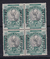 South Africa: 1930/47   Official - Springbok   SG O12    ½d    MH Block Of 4 - Servizio