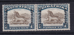 South Africa: 1930/47   Official - Wildebeest   SG O17b    1/-   [Wmk Inverted]  MH Pair - Service