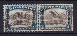 South Africa: 1930/47   Official - Wildebeest   SG O17b    1/-   [Wmk Inverted]  Used Pair - Service