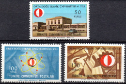 Turkey 1966 Tech. Univeristy 10 Year 3 Values MNH TR 66-15 - Unused Stamps