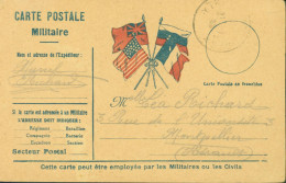 Guerre 14 Rare CP Militaire CPFM 4 Drapeaux USA France Russie Grande Bretagne CAD Trésor & Poste 20 1 1918 - Guerra Del 1914-18