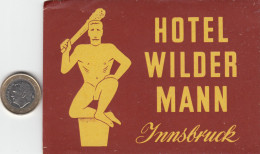 ETIQUETA - STICKER - LUGGAGE LABEL  HOTEL WILDER MANN - INNSBRUCK AUSTRIA - AUTRICHE - Etiquetas De Hotel