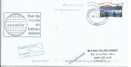 ETATS UNIS RECO. 98c  " TOUR DU MONDE BATEAU SOLAIRE "  MIAMI POUR LES LILAS ( SEINE ST DENIS ) DE 2010 LETTRE COVER - Storia Postale