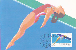 SPORTS, DIVING, BARCELONA'92 OLYMPIC GAMES, CM, MAXICARD, CARTES MAXIMUM, 1992, CHINA - Immersione