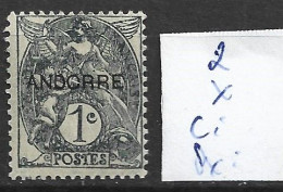 ANDORRE FRANCAIS 2 * Côte 1 € - Unused Stamps