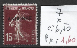 ANDORRE FRANCAIS 7 * Côte 6.50 € - Unused Stamps