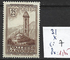 ANDORRE FRANCAIS 31 * Côte 7 € - Unused Stamps