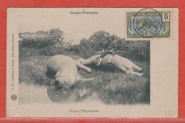 CONGO CARTE CHASSE A L'HIPPOPOTAME DE 1912 DE FORT CRAMPEL POUR ERMONT FRANCE - Briefe U. Dokumente