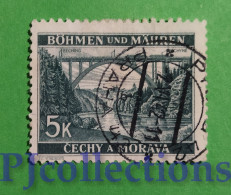 S694 - BOHEMIA E MORAVIA 1940 LAINSITZ BRIDGE 5k USATO - USED - Oblitérés