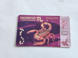 HUNGARY-(HU-P-1995-37B)-HOROSKOP-SKORPIO-(142)(50units)(GEM01A17811)(tirage-200.000)-USED CARD+1card Prepiad Free - Hungary