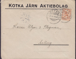 Finland KOTKA JÄRN AKTIEBOLAG, KOTKA 1919 Cover Brief Lettre Brotype AALBORG (Arr.) Denmark (2 Scans) - Covers & Documents