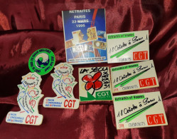 Lots 8 Badges C.G.T"appel Des Cent Essais Nucléaires"la Sécu Sur Son 31"retraités Veuves Cheminots1990"insigne Syndicat" - Otros & Sin Clasificación