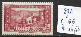 ANDORRE FRANCAIS 39A * Côte 66 € - Unused Stamps