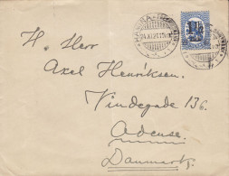 Finland HAMINA Frederikshamn 1921 Cover Brief Lettre ODENSE Denmark 1½ M Auf 50 P Wappen Löwe Provisorium (2 Scans) - Cartas & Documentos
