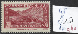 ANDORRE FRANCAIS 45 * Côte 1.50 € - Neufs