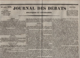 JOURNAL DES DEBATS 20 03 1836 - TURQUIE - ETAT ET CREANCIERS - REVOLUTION BELGE - BATEAUX PRESBOURG A SMYRNE - GRECE - 1800 - 1849