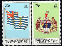 1990 Territorio Britannico Oceano Indiano, 25° Ann. Territorio,  Serie Completa Nuova (**) - Territorio Britannico Dell'Oceano Indiano