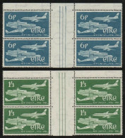 1961 Aer Lingus Set In UNFOLDED Top Marg. GUTTER-PAIR Blocks Of 4. The Rarest Of The "modern" Gutter-pairs !!! - Nuevos