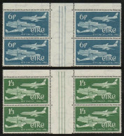 1961 Aer Lingus Set In UNFOLDED Top Marg. GUTTER-PAIR Blocks Of 4. The Rarest Of The "modern" Gutter-pairs !!! - Nuovi