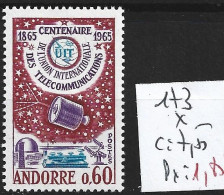 ANDORRE FRANCAIS 173 * Côte 7.50 € - Unused Stamps