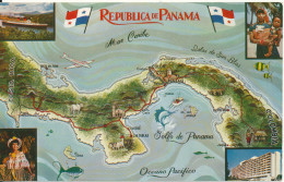 Panama Postcard Sent To Denmark 9-10-1959 The Land Divided - The World United - Panama