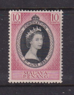 PENANG  -  1953 Coronation 10c Never Hinged Mint - Penang