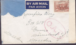 WWII. BY AIR MAIL Par Avion Label WINNIPEG 1942 Cover Lettre Sweden O.A.T. Censor 'Examined By DB/C.36' Label (2 Scans) - Brieven En Documenten