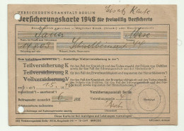 TESSERA D'ASSICURASIONE 1948 - JERSICHERUNGSKARTE - CM.14,7X10,5 - Membership Cards