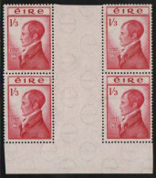 1953 Robert Emmet 1/3 In UNFOLDED Bottom Marg. GUTTER-PAIR Block Of 4, Superb Mint Never-hinged.  RRR! - Unused Stamps